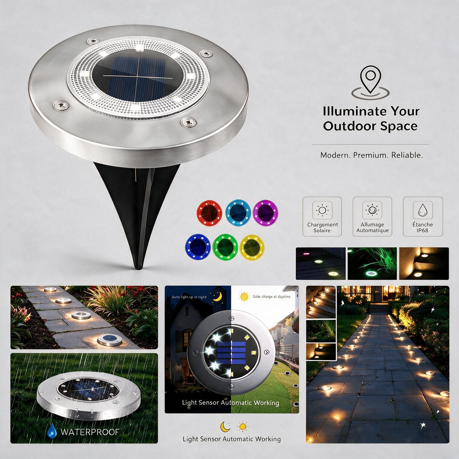 Pack4 Spot Solaire pour Jardin - Éclairage Innovant
